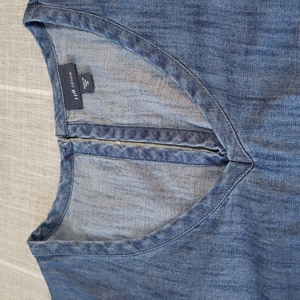 J.jill Embroidered Indigo Peasant Dress, Color Luna Wash Multi, Size M - Picture 10 of 12